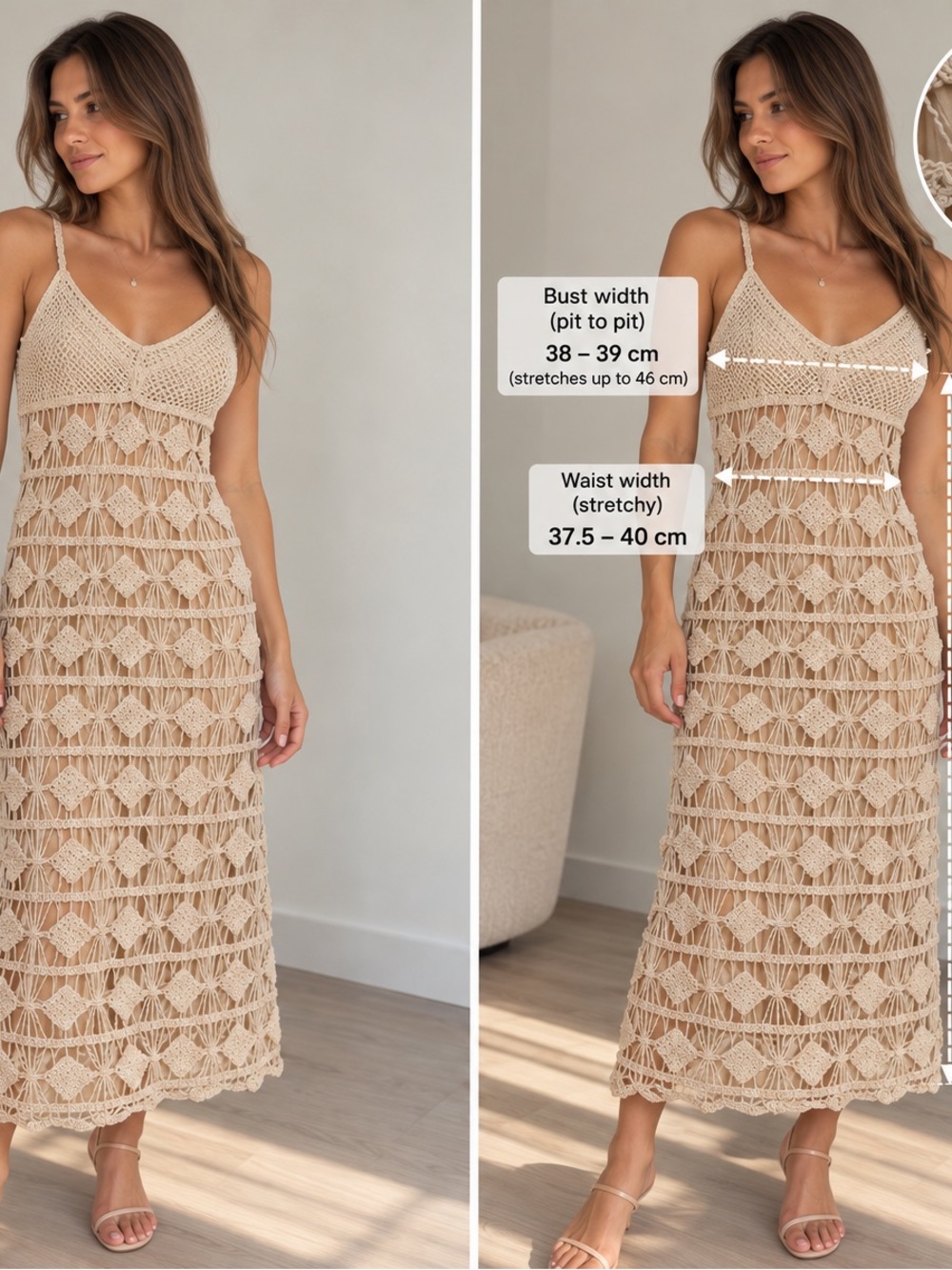 Rebellion Beige Crochet Maxi Swim Cover-Up